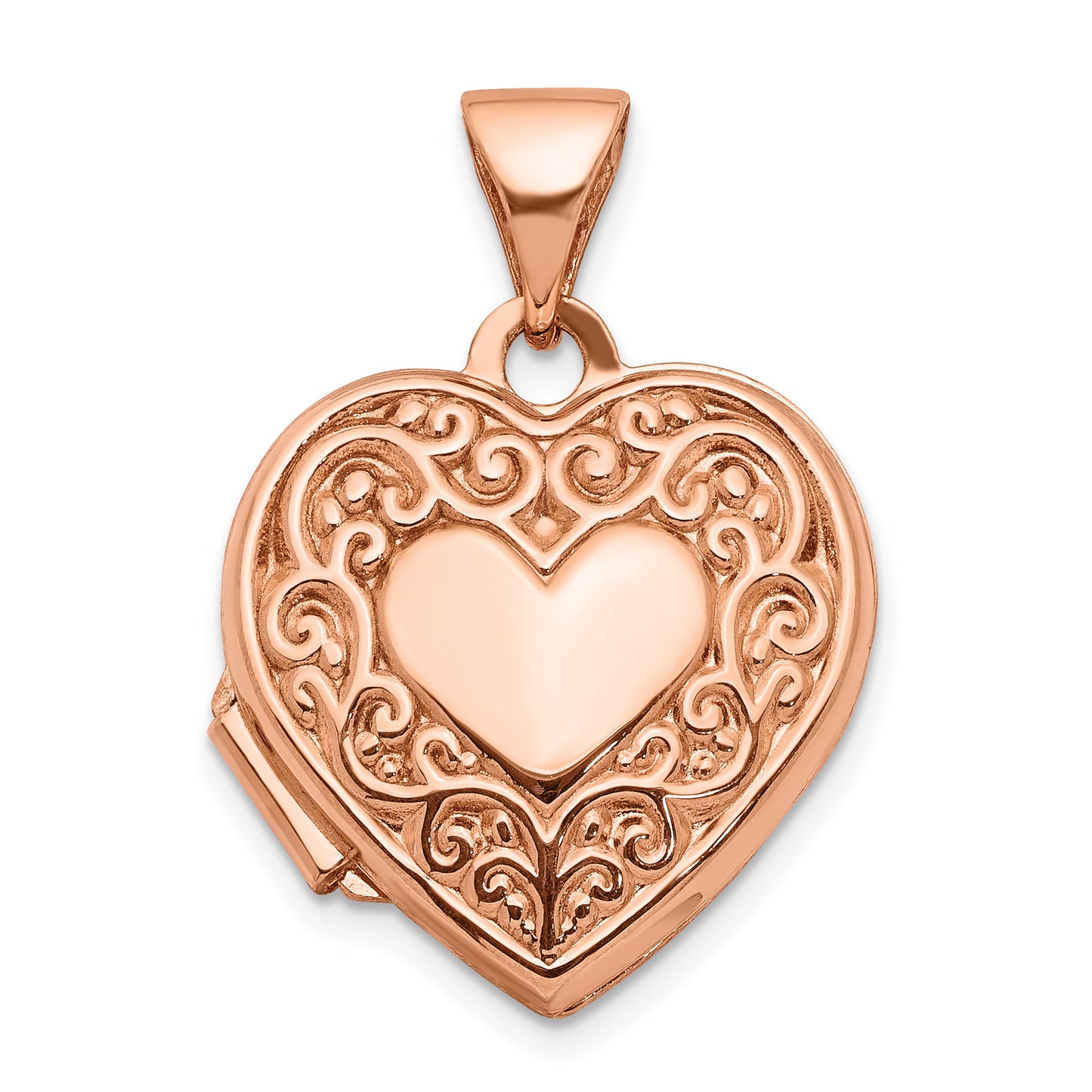 14k Rose Gold 14k Rose Gold 15mm Scroll Heart Locket