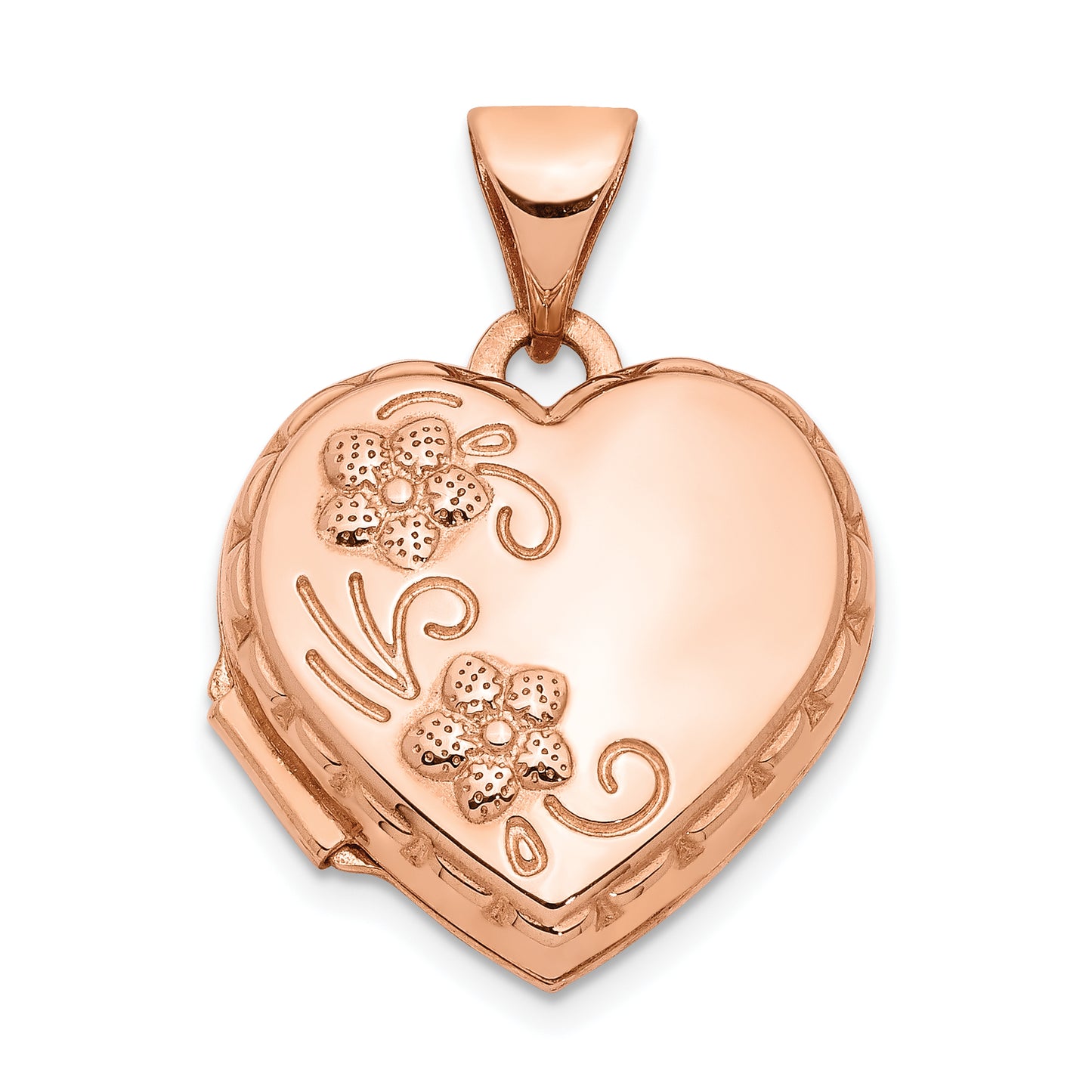 14k Rose Gold 14k Rose Gold 15mm Floral Heart Locket