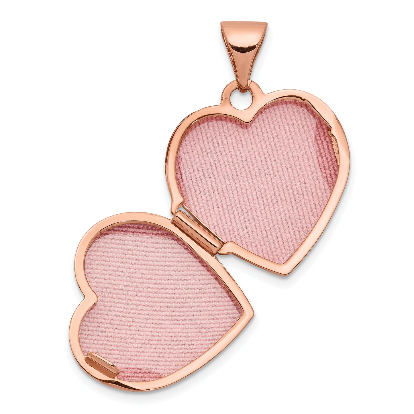 14k Rose Gold 14k Rose Gold Textured Double Heart Scroll Design 15mm Heart Locket