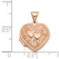 14k Rose Gold 14k Rose Gold Textured Double Heart Scroll Design 15mm Heart Locket