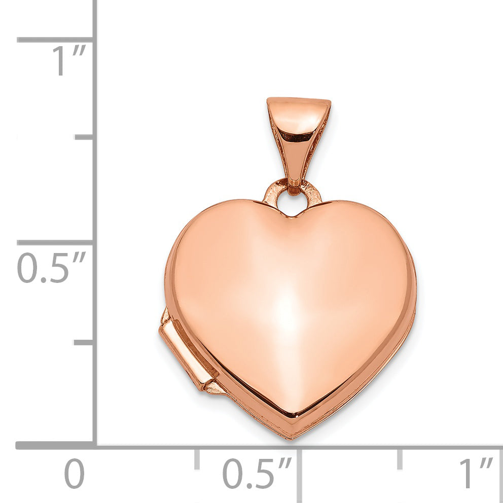 14k Rose Gold 14k Rose Gold 15mm Plain Heart Locket