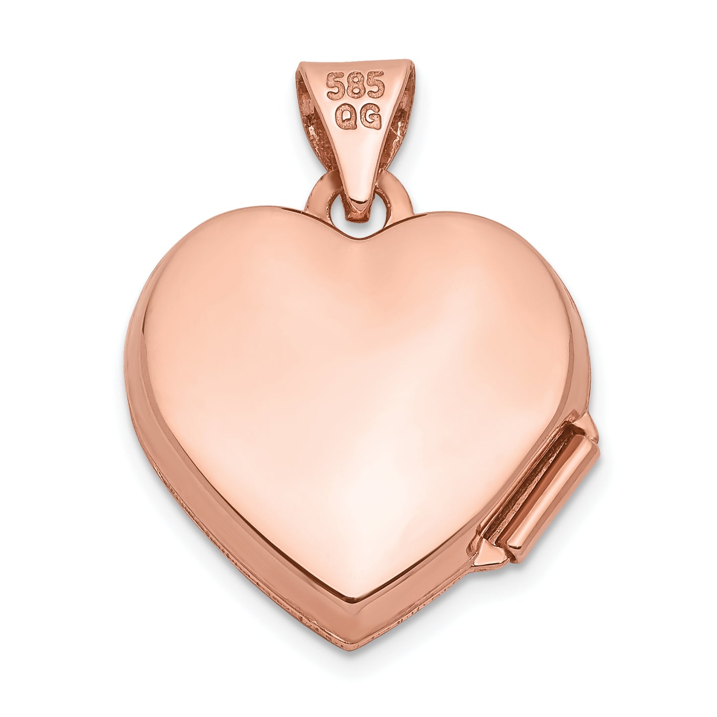 14k Rose Gold 14k Rose Gold Diamond Polished 15mm Heart Locket