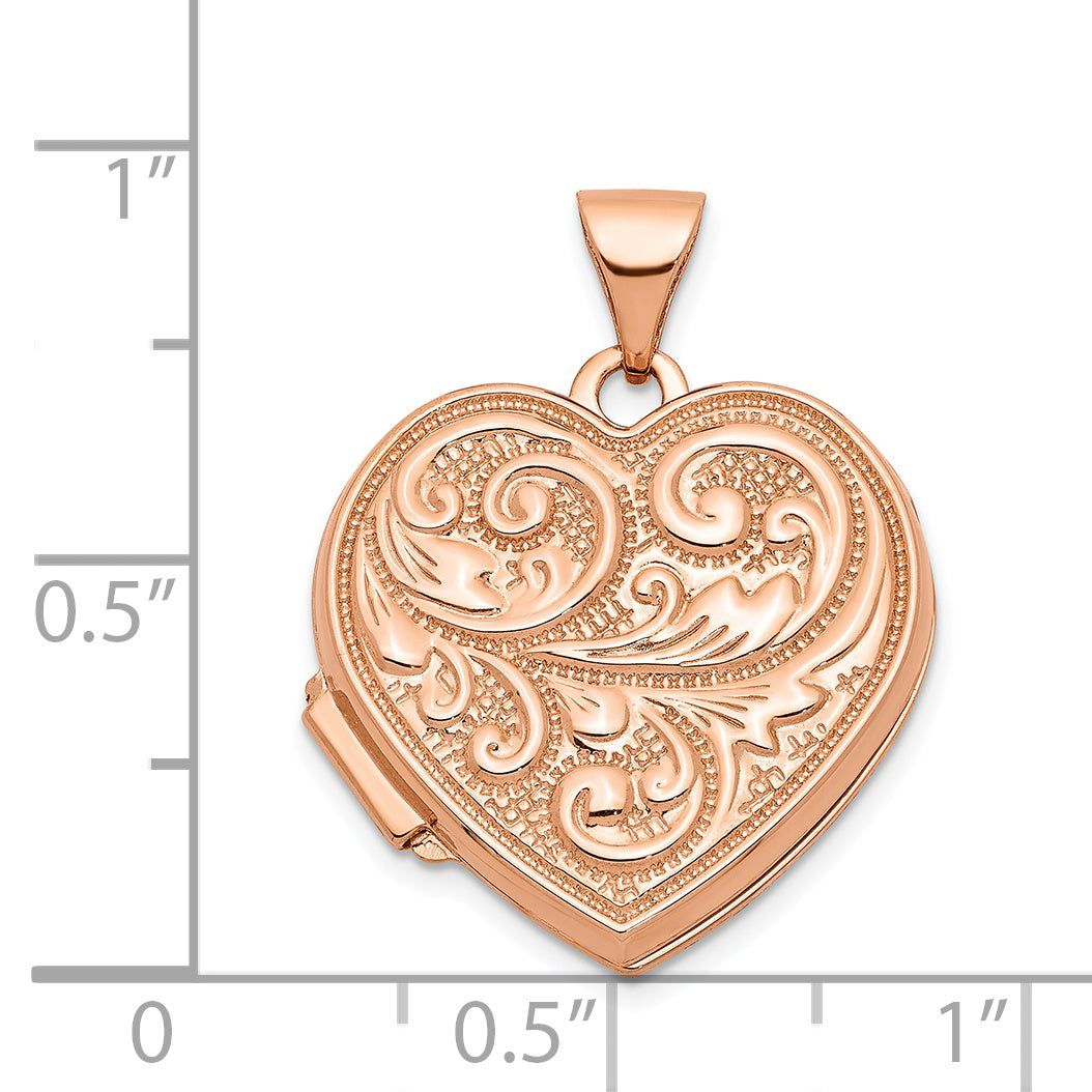 14k Rose Gold 14k Rose Gold 18mm Scrolled Love You Always Heart Locket