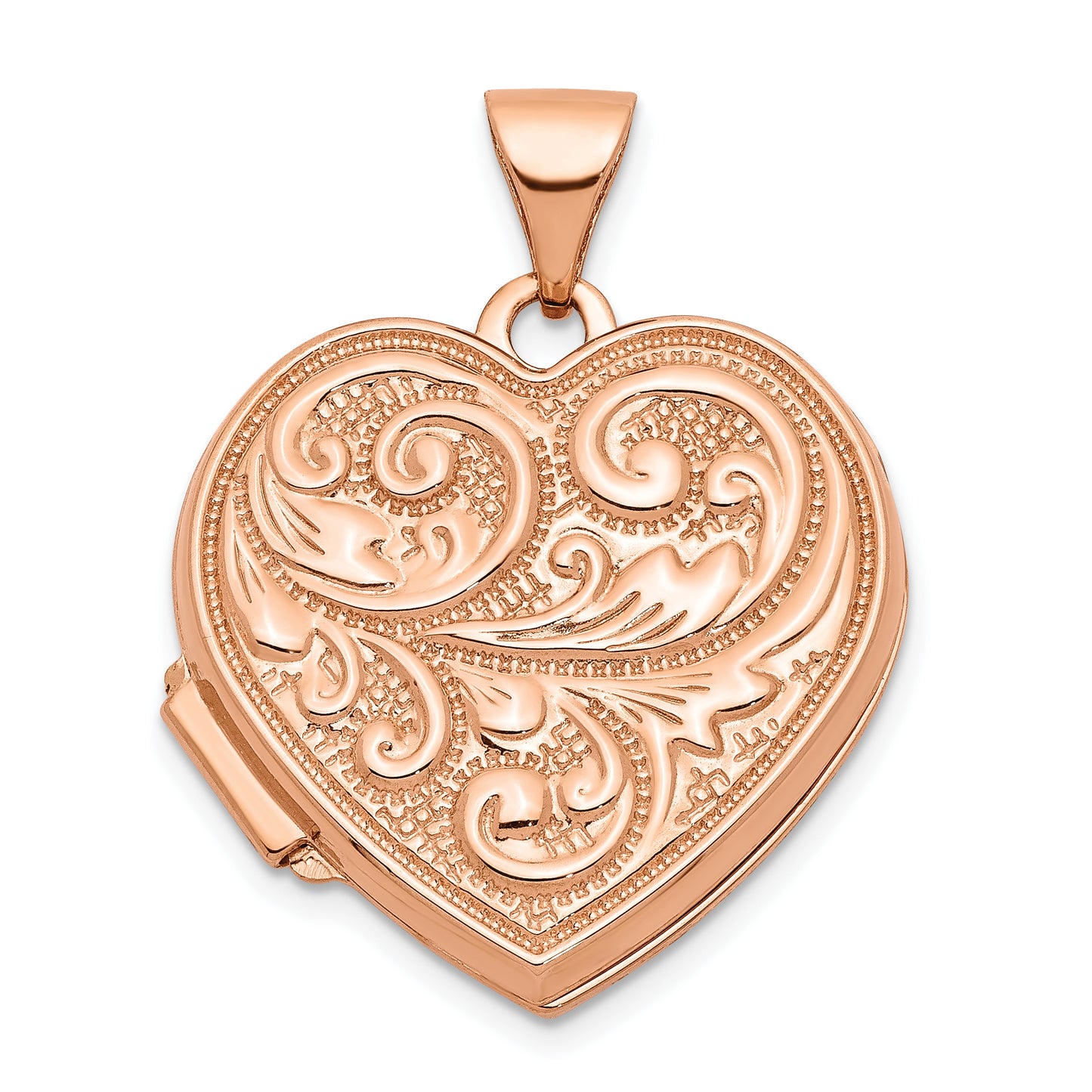 14k Rose Gold 14k Rose Gold 18mm Scrolled Love You Always Heart Locket