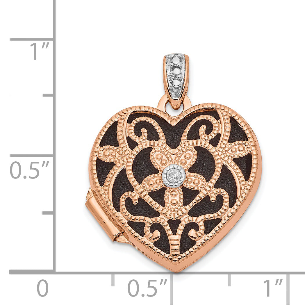 14k Rose Gold 14k Rose Gold w/ Diamond Vintage 18mm Heart Locket