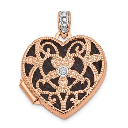 14k Rose Gold 14k Rose Gold w/ Diamond Vintage 18mm Heart Locket