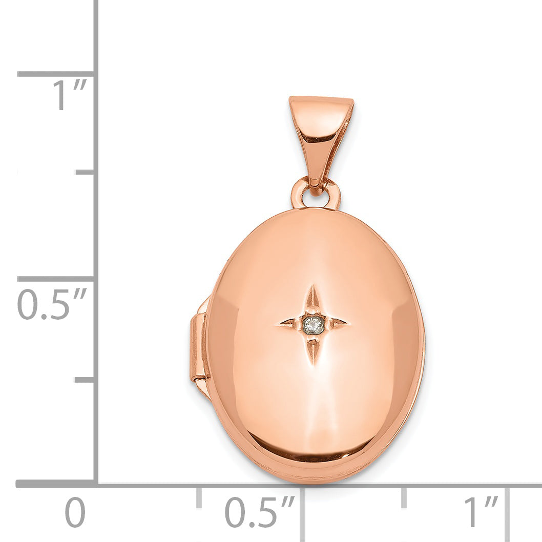 14k Rose Gold 14k Rose Gold 17mm Diamond Oval Locket