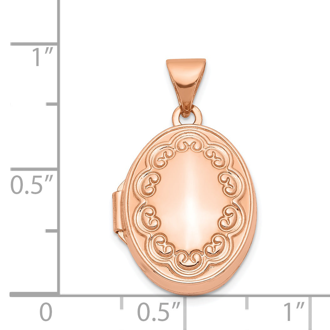 14k Rose Gold 14k Rose Gold 17mm Scroll Oval Locket