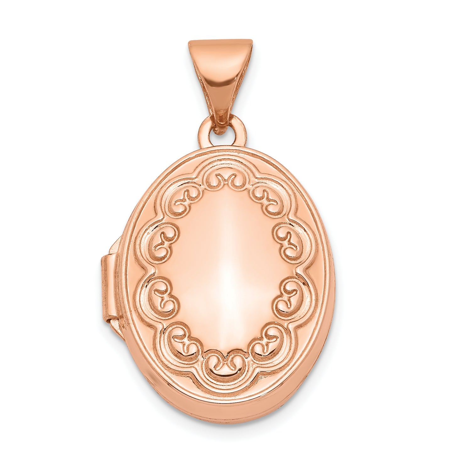 14k Rose Gold 14k Rose Gold 17mm Scroll Oval Locket