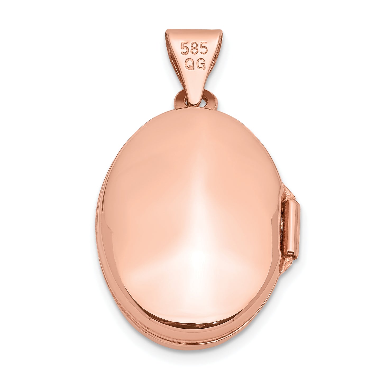 14k Rose Gold 14k Rose Gold Polished 17mm Plain Oval Locket