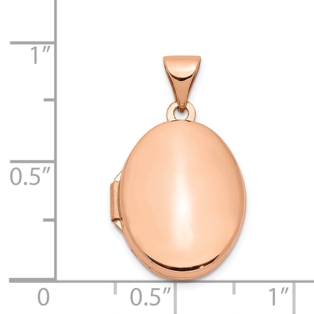 14k Rose Gold 14k Rose Gold Polished 17mm Plain Oval Locket