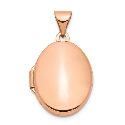 14k Rose Gold 14k Rose Gold Polished 17mm Plain Oval Locket