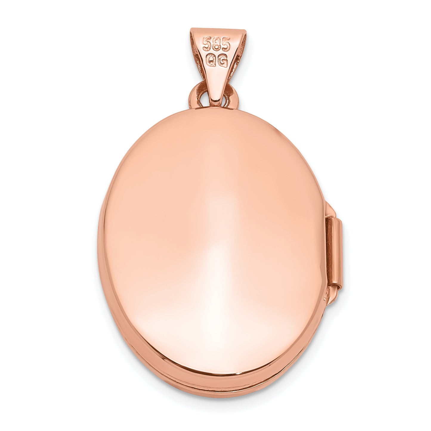 14k Rose Gold 14k Rose Gold Heart Design Border 21mm Oval Locket