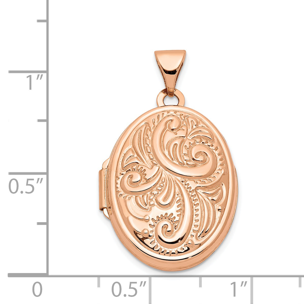 14k Rose Gold 14k Rose Gold Scroll Design 21mm Oval Locket