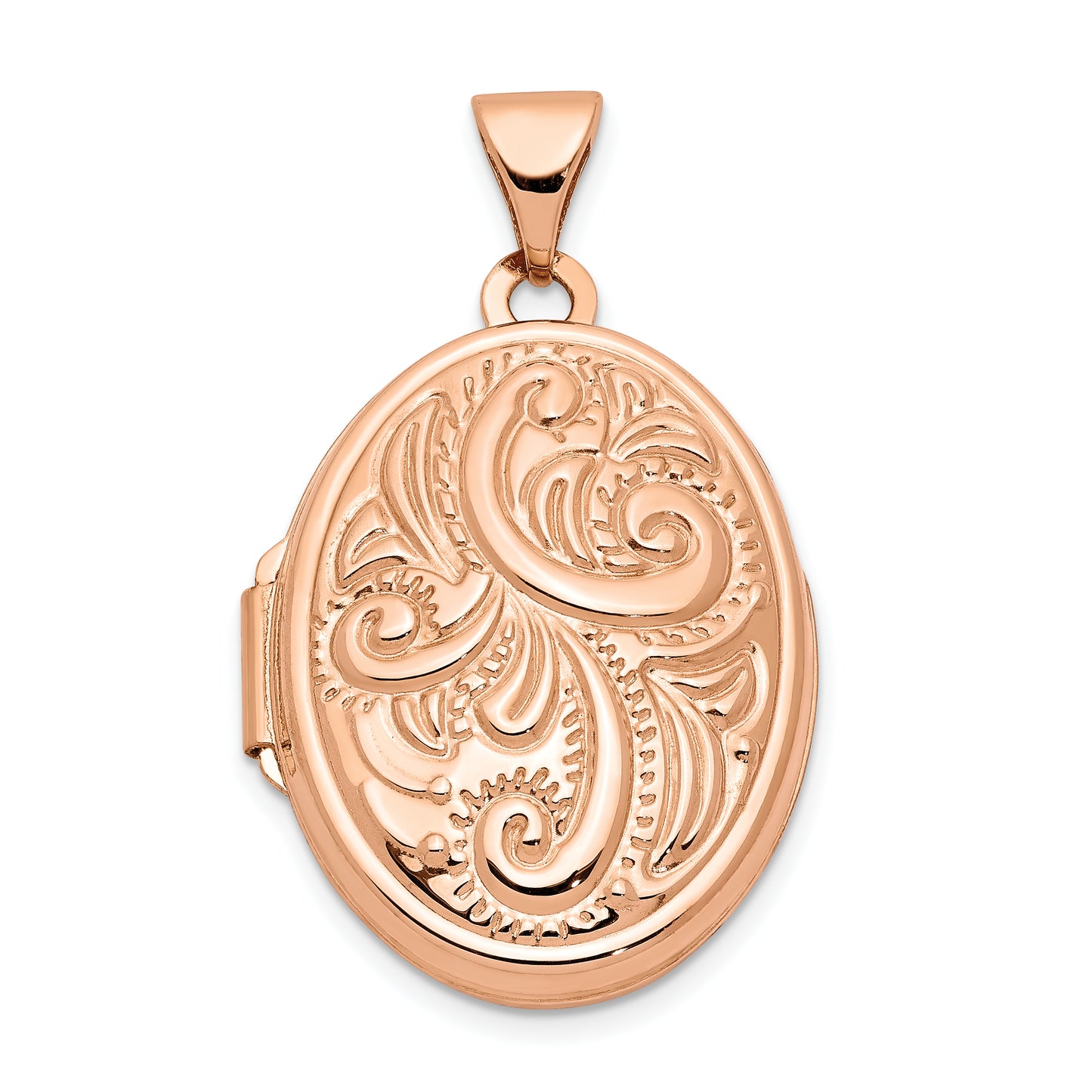 14k Rose Gold 14k Rose Gold Scroll Design 21mm Oval Locket