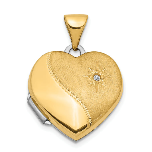 14k Two-tone 14k Two-Tone 15mm Reversible Diamond Heart Locket