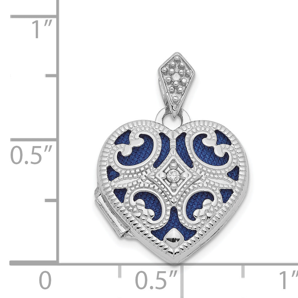 14k White Gold 14k White Gold Diamond Vintage 15mm Heart Locket