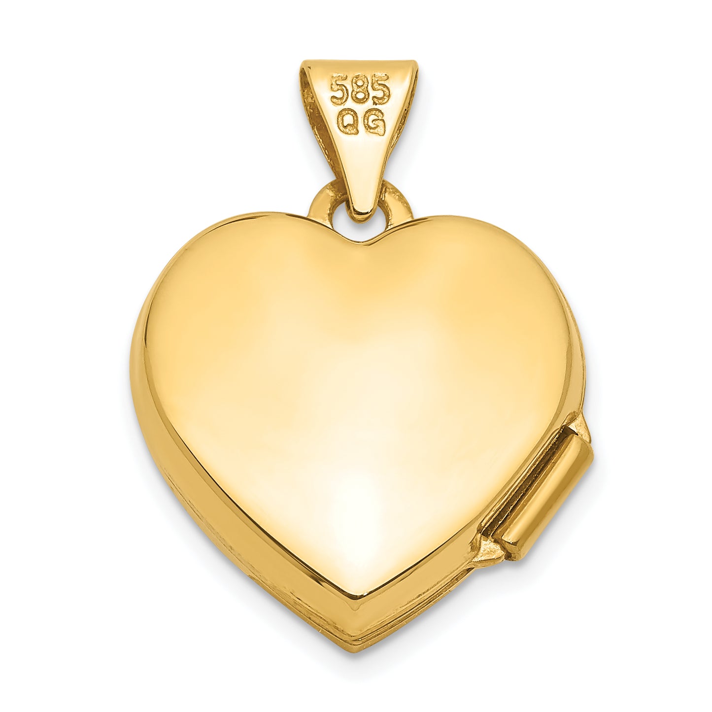 14k Yellow Gold 14k 15mm Half Scroll Design Heart Locket