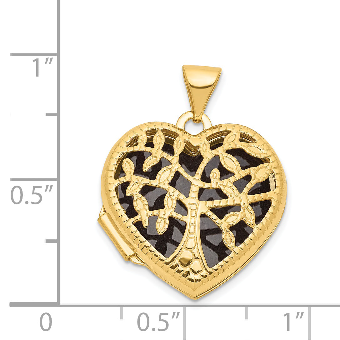 14k Yellow Gold 14k 18mm Tree Heart Locket