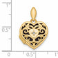 14k Yellow Gold 14k Polished Filigree w/ Black Fabric Diamond Heart Locket