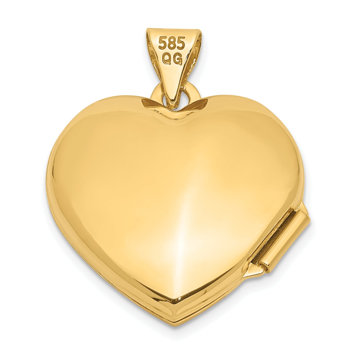 14k Yellow Gold 14k 18mm Domed Plain Heart Locket