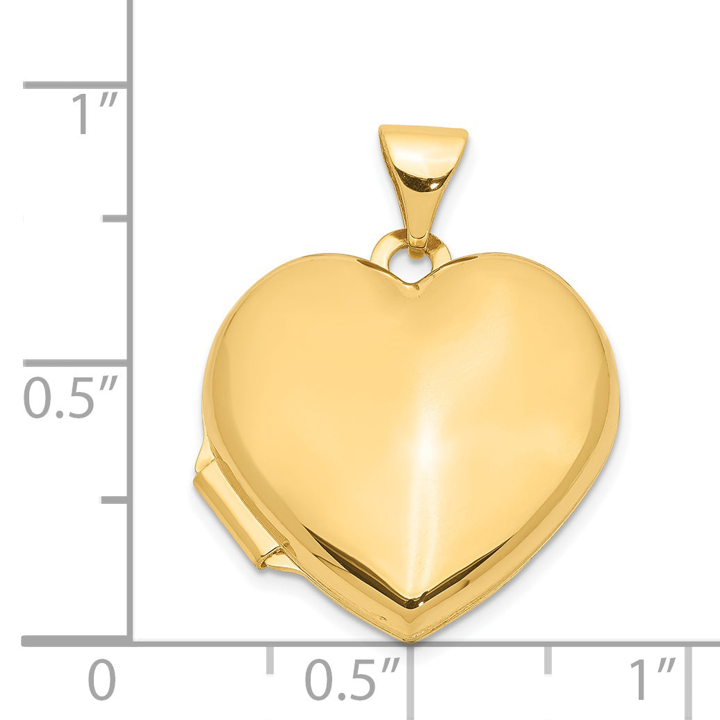 14k Yellow Gold 14k 18mm Domed Plain Heart Locket