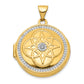 14k Yellow & Rhodium 14K w/ White Rhodium 22mm Fancy Diamond Round Locket Pendant