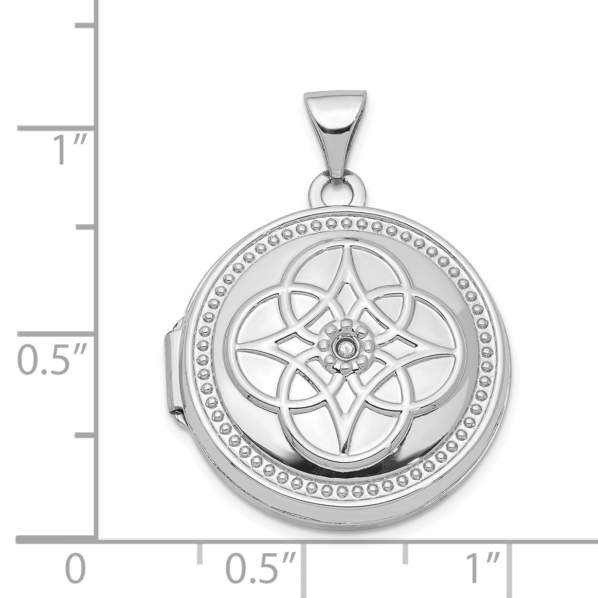 14k White Gold 14K White Gold 20mm Diamond Locket Pendant