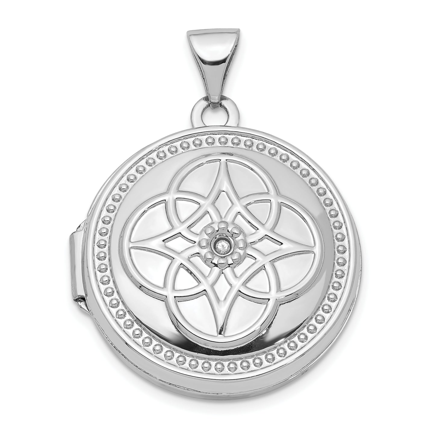 14k White Gold 14K White Gold 20mm Diamond Locket Pendant