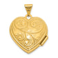 14k Yellow Gold 14ky 19mm Scroll Design Reversible Heart Locket Pendant