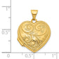 14k Yellow Gold 14ky 19mm Scroll Design Reversible Heart Locket Pendant