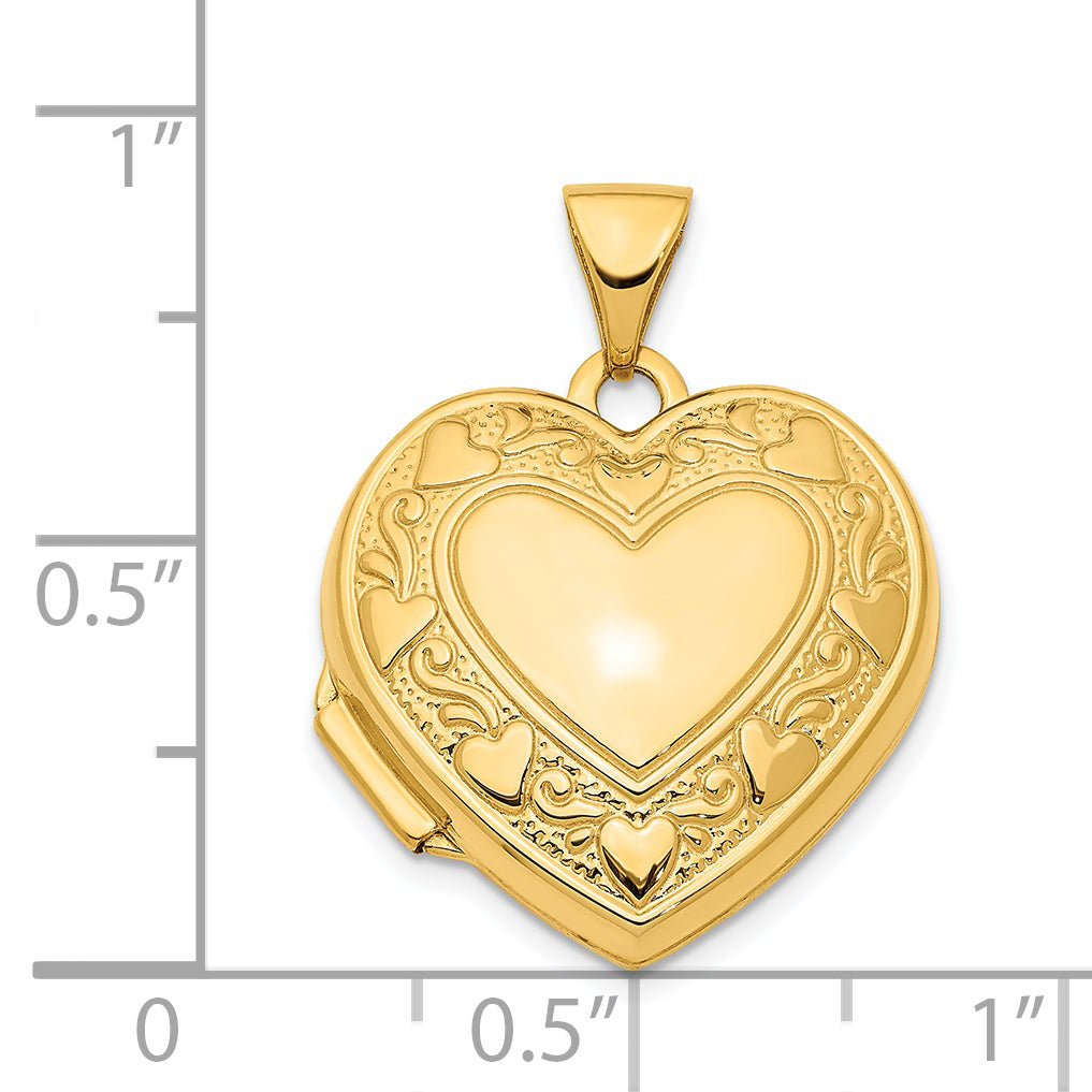 14k Yellow Gold 14K 19mm Heart Border Heart Locket Pendant