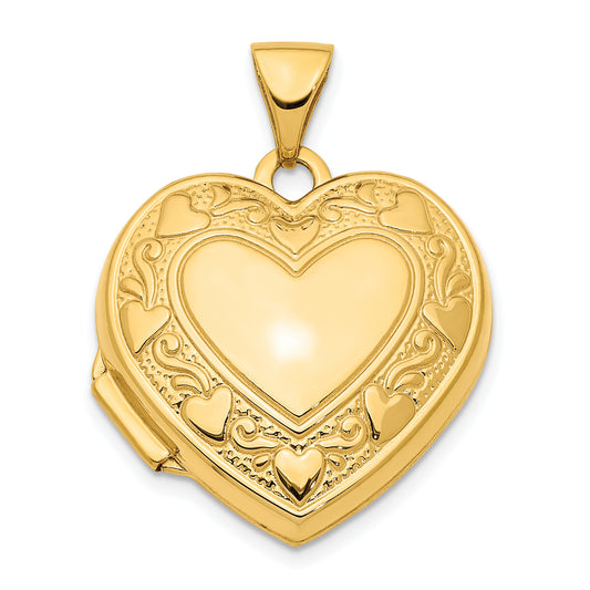 14k Yellow Gold 14K 19mm Heart Border Heart Locket Pendant