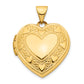 14k Yellow Gold 14ky Hearts w/ LOVE 19mm Reversible Heart Locket Pendant