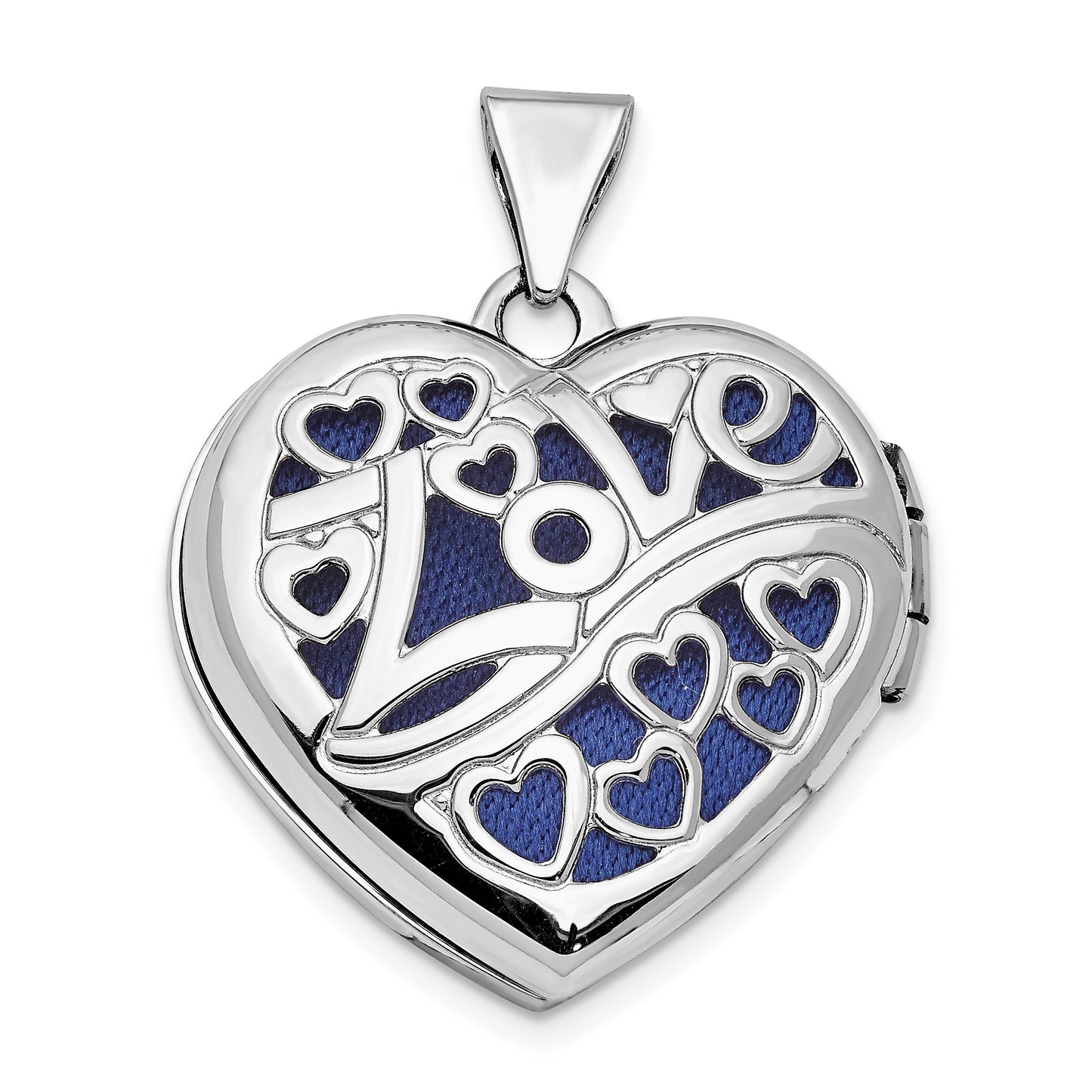 14k White Gold 14K White Gold Hearts & LOVE Reversible 19mm Heart Locket Pendant