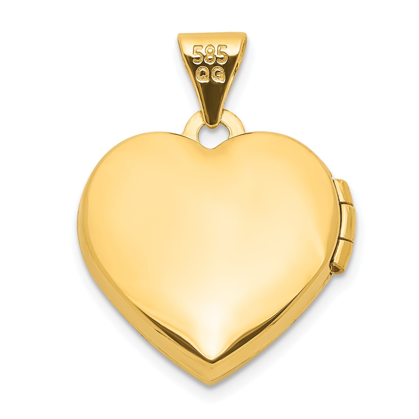 14k Yellow & Rhodium 14K w/ White Rhodium Crystal 16mm MOM Heart Locket Pendant