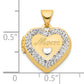 14k Yellow & Rhodium 14K w/ White Rhodium Crystal 16mm MOM Heart Locket Pendant