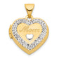 14k Yellow & Rhodium 14K w/ White Rhodium Crystal 16mm MOM Heart Locket Pendant