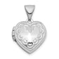 14k White Gold 14K White Gold Textured 13mm Heart Locket Pendant