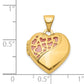 14k Yellow Gold 14K Hearts Cut Out 16mm w/Pink Fabric Heart Locket Pendant