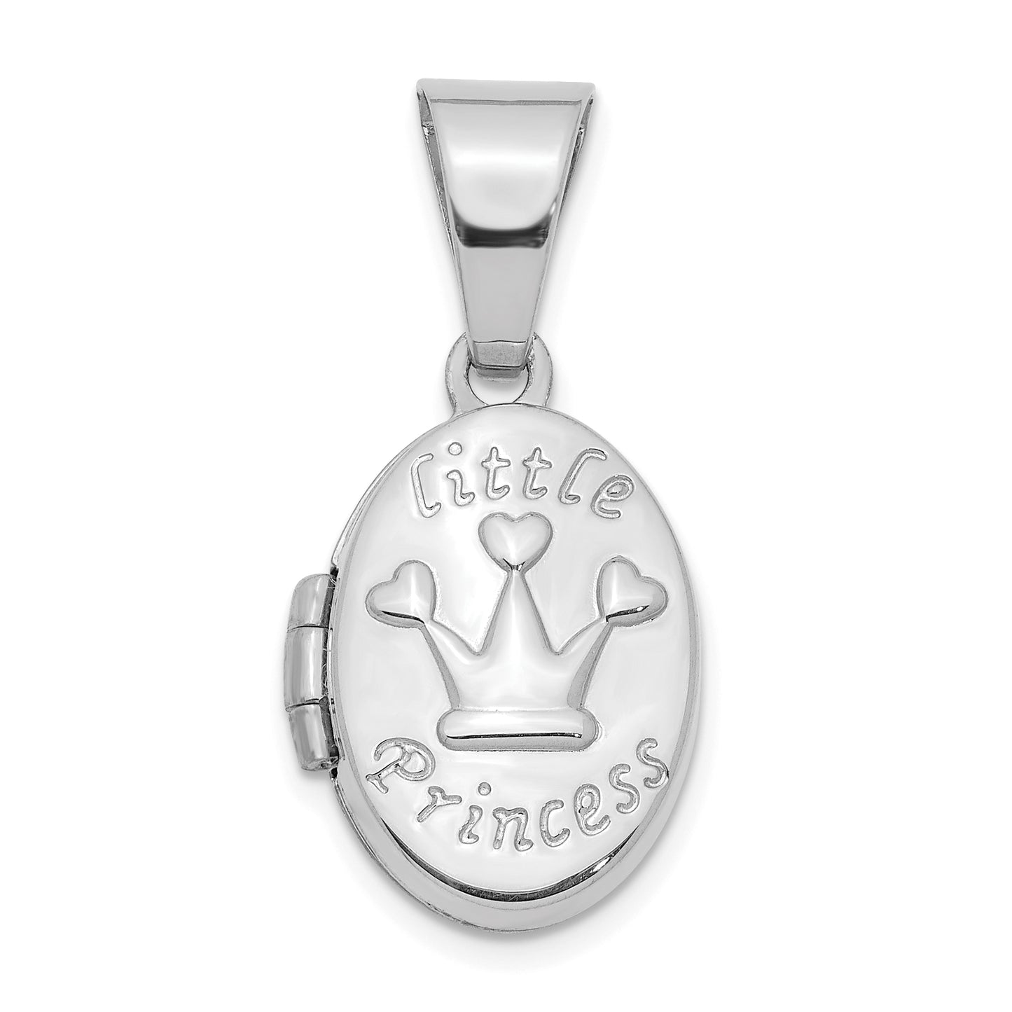 14k White Gold 14K White Gold Little Princess 16mm Oval Locket Pendant