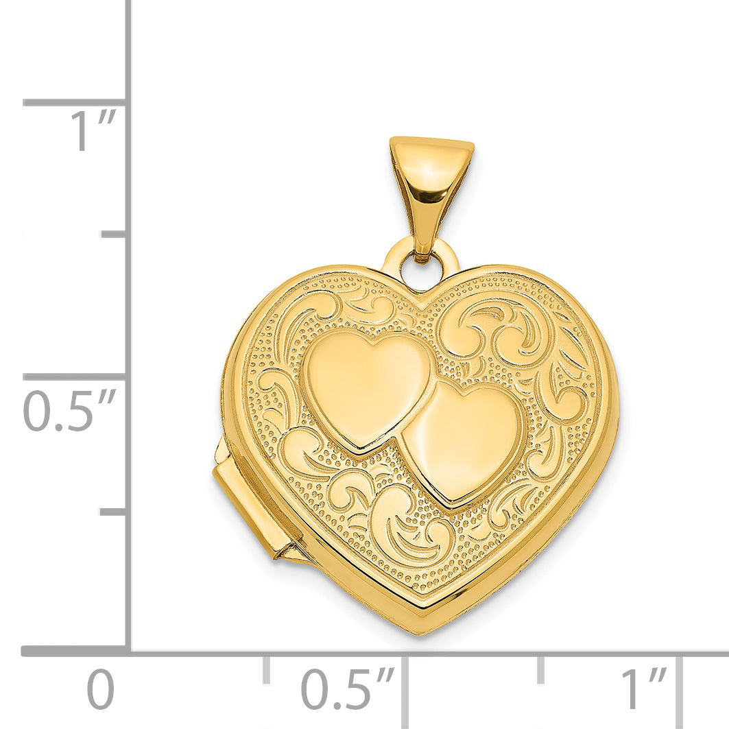 14k Yellow Gold 14k Double Heart Locket