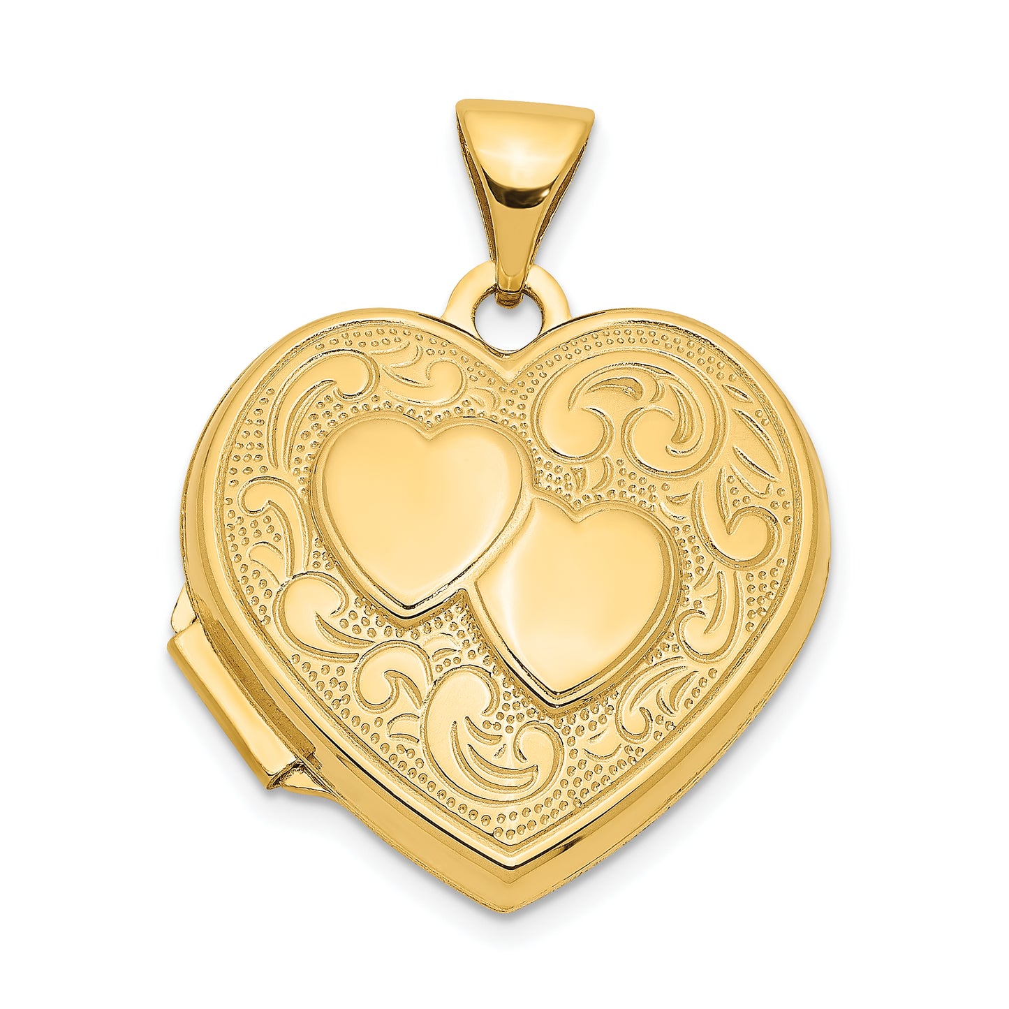 14k Yellow Gold 14k Double Heart Locket