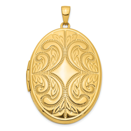 14k Yellow Gold 14K 38mm Large Oval Family Locket Pendant