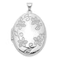 14k White Gold 14K White Gold 33mm Floral Oval Locket Pendant