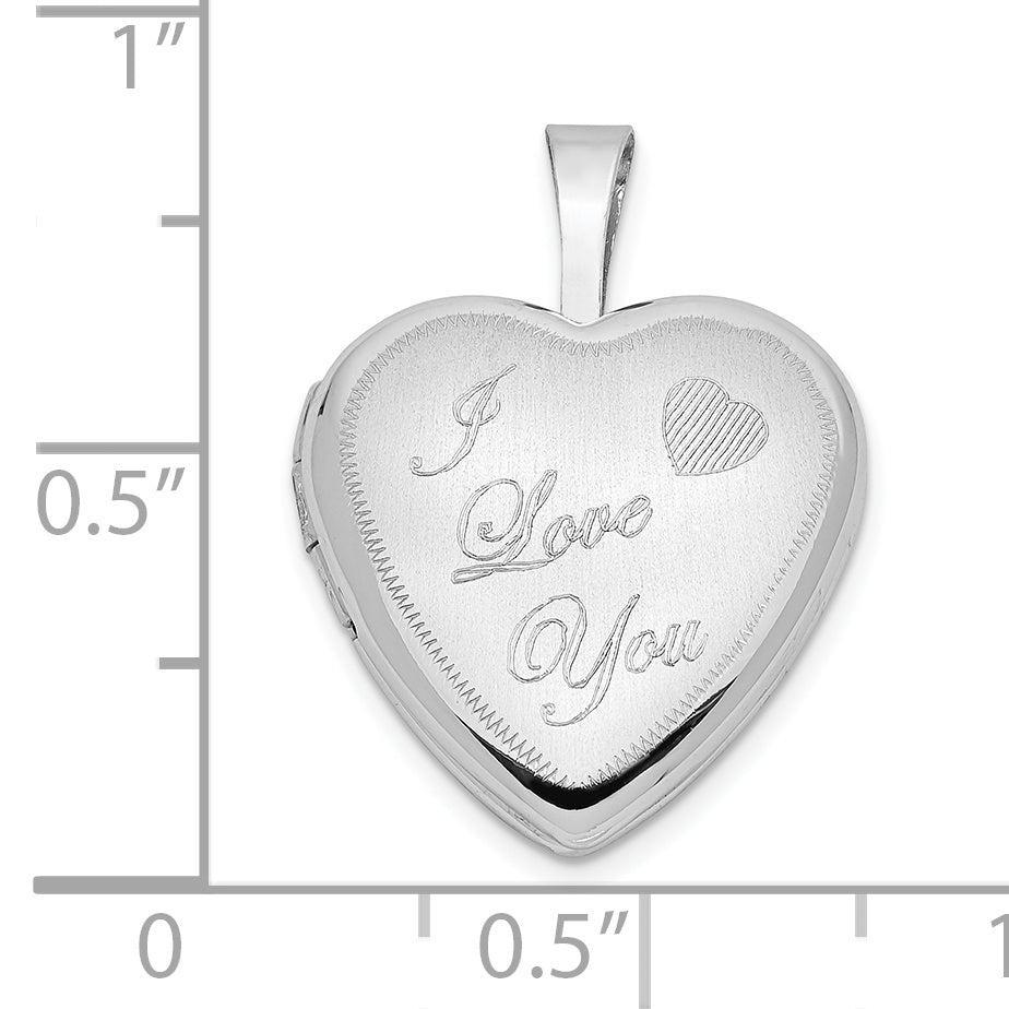 14k White Gold 14k White Gold 16mm Satin I LOVE YOU Heart Locket