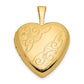 14k Yellow Gold 14ky 16mm Leaf and Scroll Heart Locket