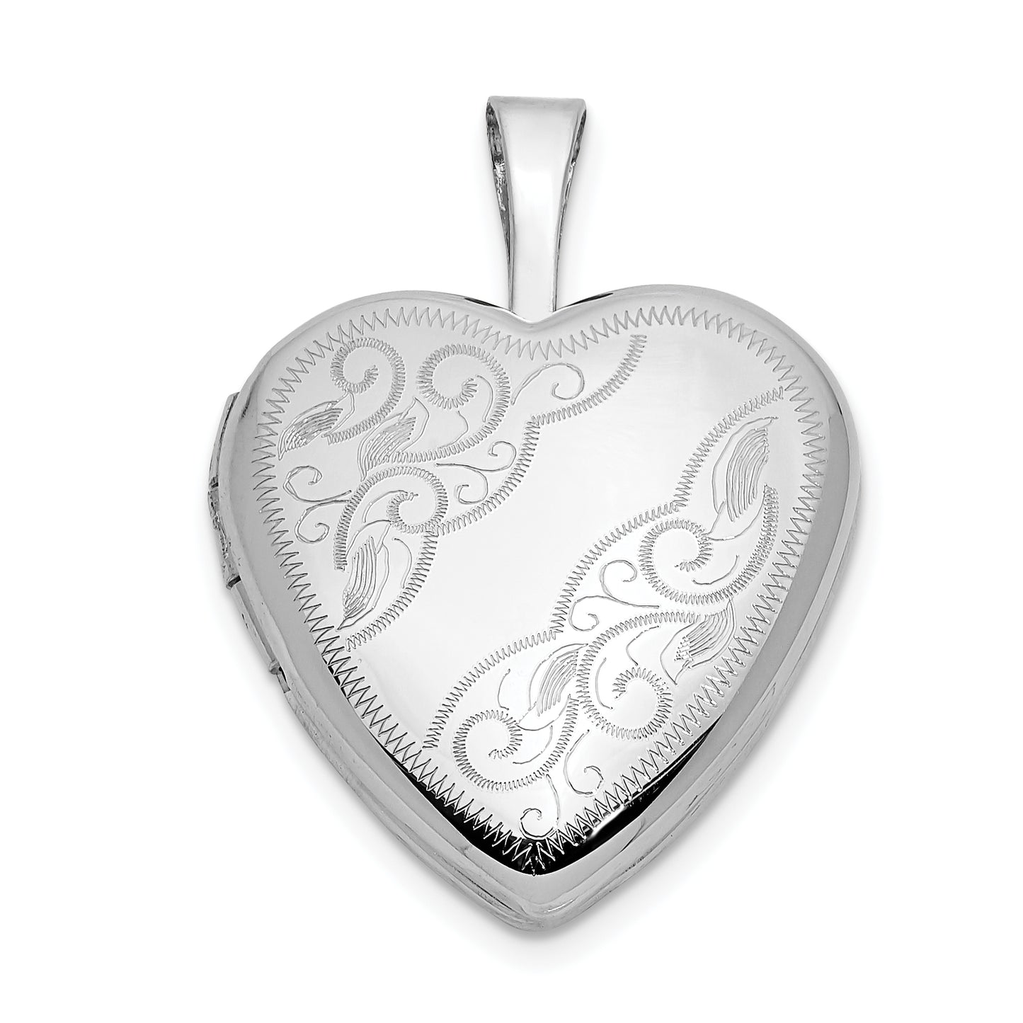 14k White Gold 14k White Gold 16mm Floral Heart Locket