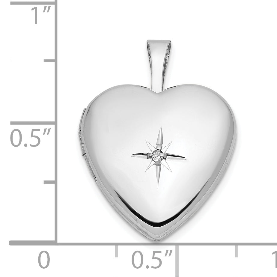 14k White Gold 14k White Gold 16mm .01ct. Diamond Heart Locket