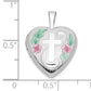 14k White Gold 14k White Gold 16mm with Enamel Floral Cross Heart Locket